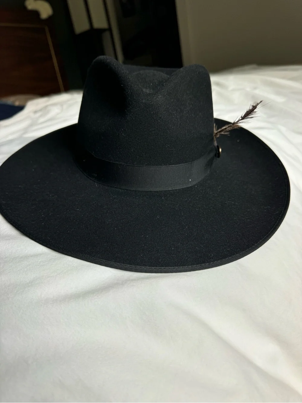 Stetson Black Felt Fedora with Gold Crest Interior